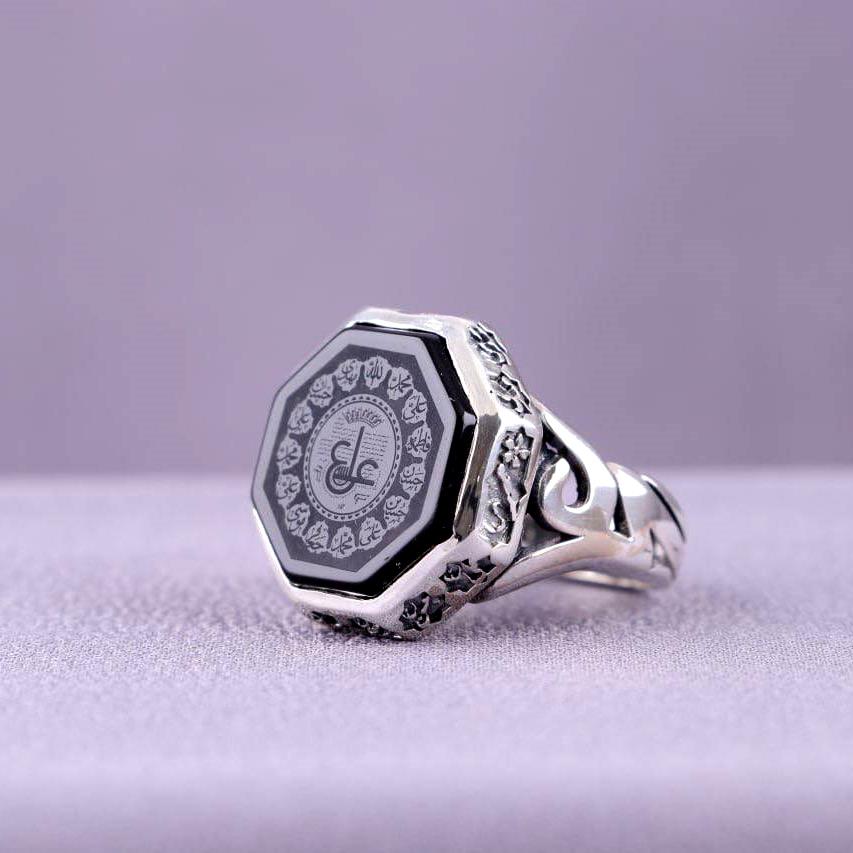 Elegant Black Aqeeq Ring – Genuine Black Agate in 925 Silver