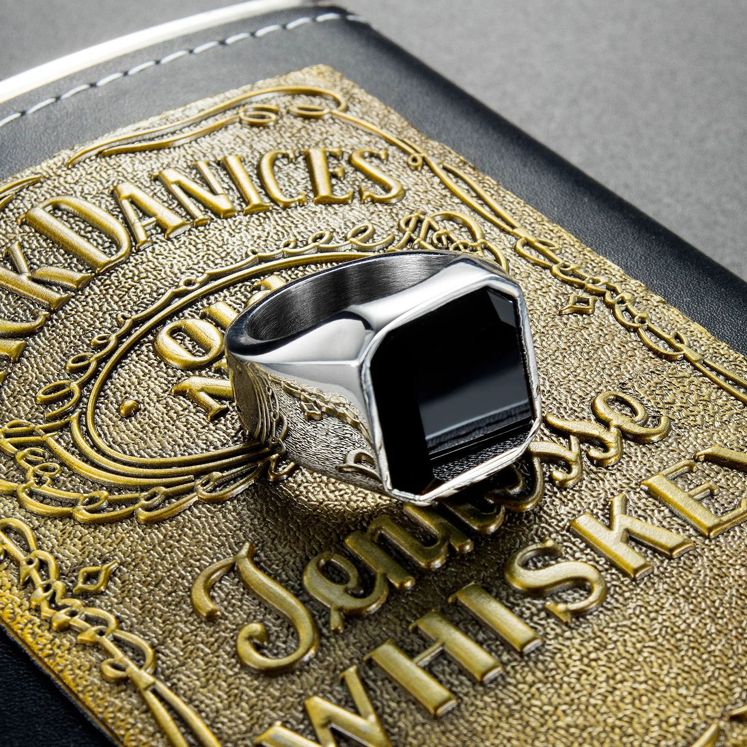 Men’s Black Onyx Ring – Silver Band